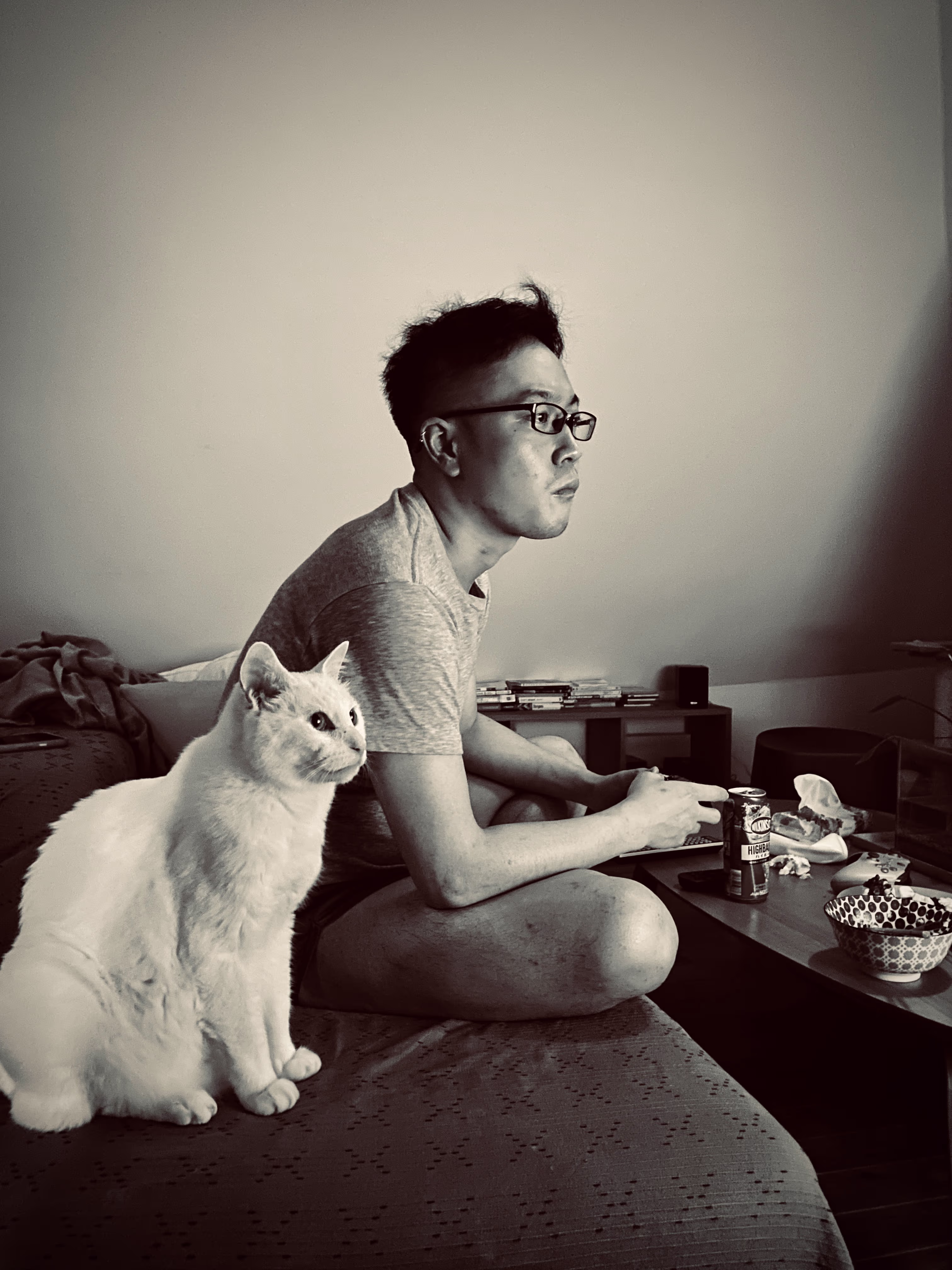 Kensho and Shiro playing video games.